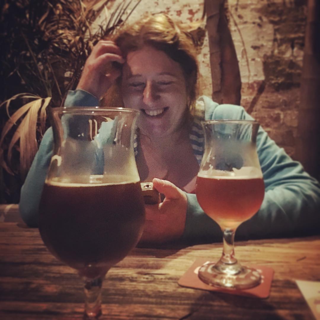 Caught Amy working while at the pub