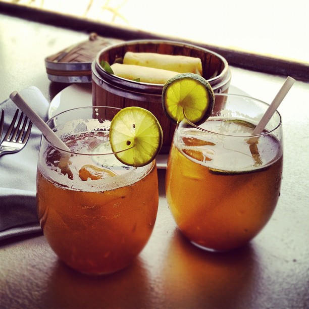 Welcome drinks to Siem Reap... with palm sugar and coconut crepes...