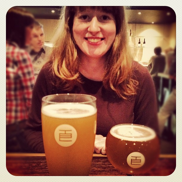 Amy AND a glass of bacon-flavoured beer. What could be better?
