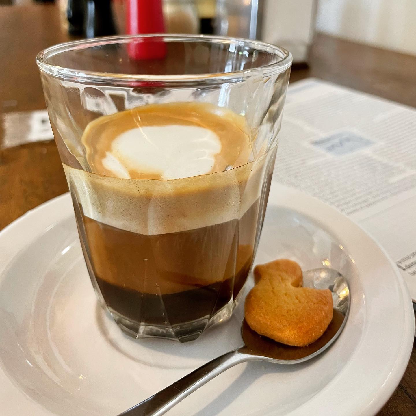 Three-layered long macchiatos are the best; somehow more fun than two-layered.
