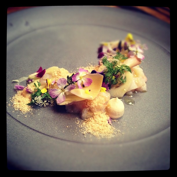 Poached spanner crab.