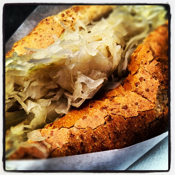 Breakfast of champions: sauerkraut and weisswurst