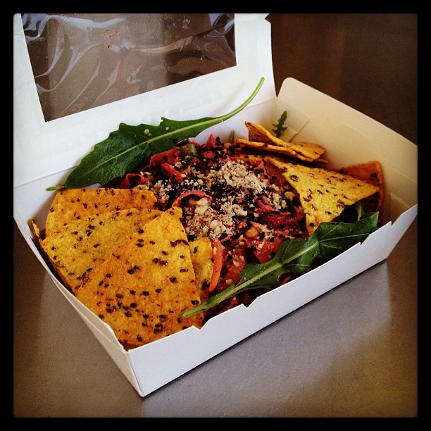 ‘Raw food pad thai’ — pretty darn tasty, excellent lunch choice. 
Would be simpler, though, if they just admit it's actually a salad.