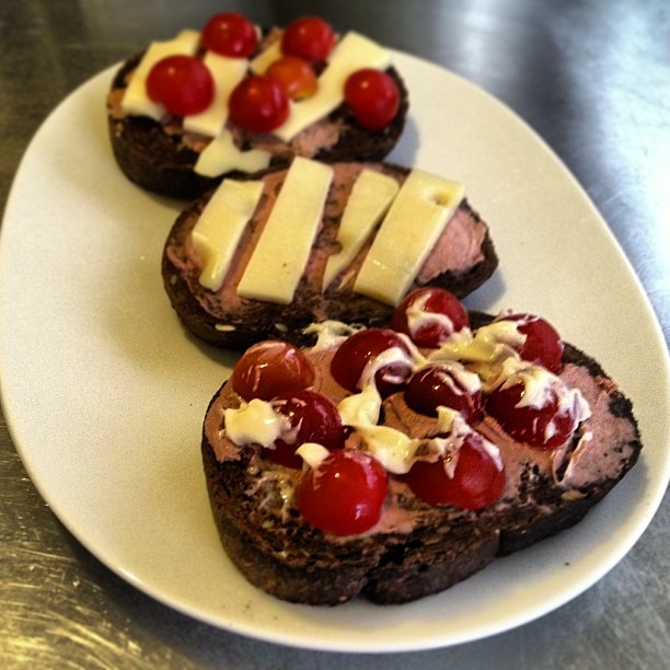 Liverwurst on dark rye.