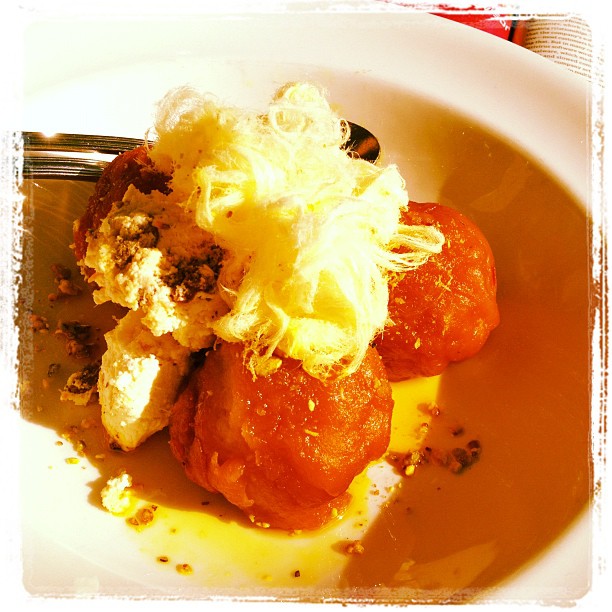 Breakfast! Milk dumplings with pistachios and Iranian fairy floss