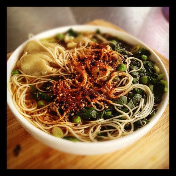 Leftover Christmas prawns turned into prawn dumpling noodle soup