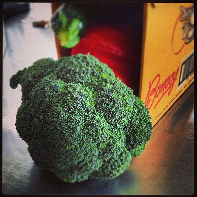 My local greengrocer reaffirms their hipster cred by packing veggies in a bonsoy box.