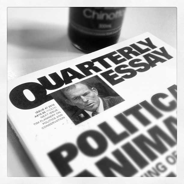 Reading the Quarterly Essay at the Embassy Cafe. Can't determine if that's hipster or just plain weird.