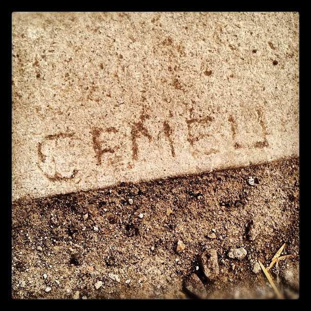 Usually when names are scrawled in concrete, it's the names of two lovers. It looks like no-one loves the CFMEU though.