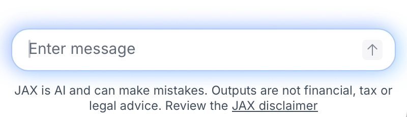 Screenshot of the JAX chat window footer. 