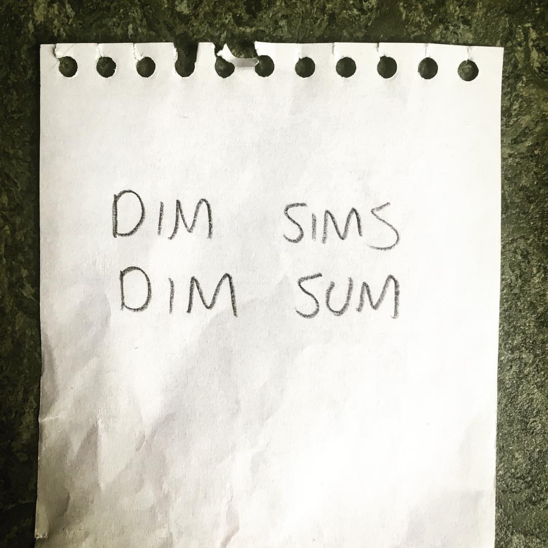 Shopping list: first line Amy, second line me.