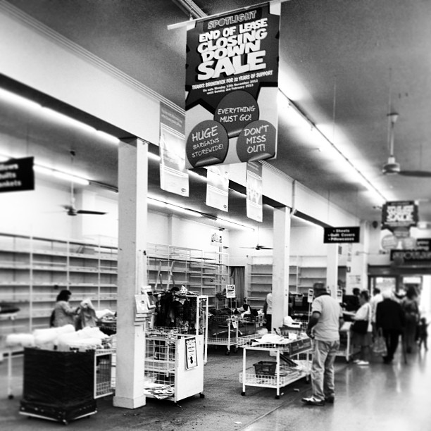 Spotlight Brunswick is closing down today after 32 years. Hooray for never having to endure 20 minute waits in the checkout queue to buy a $3 ribbon ever again.