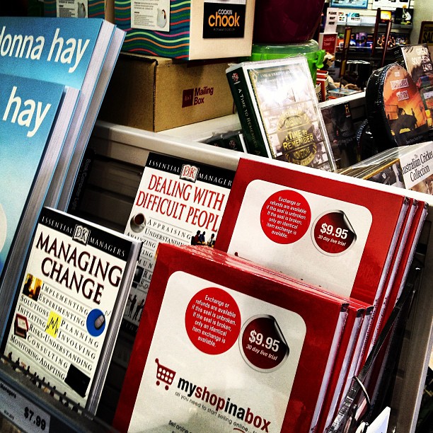 What is in those stamps the buyers for Australia Post shops are licking? This rack combines software to get your small business online with DVDs of 1930s newsreels and a device to boil eggs in a microwave.