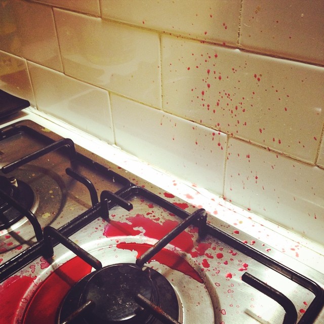 A beetroot crime scene.