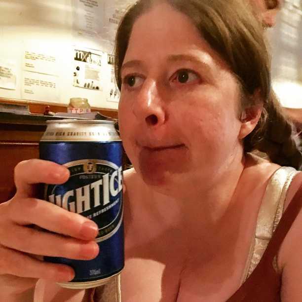 Amy is unsure about this light beer business...