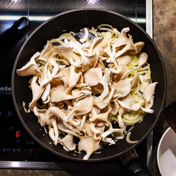 @amythemighty’s homegrown mushrooms & onion… cream & peppercorns… spinach & rump steak… perfect pasta!
