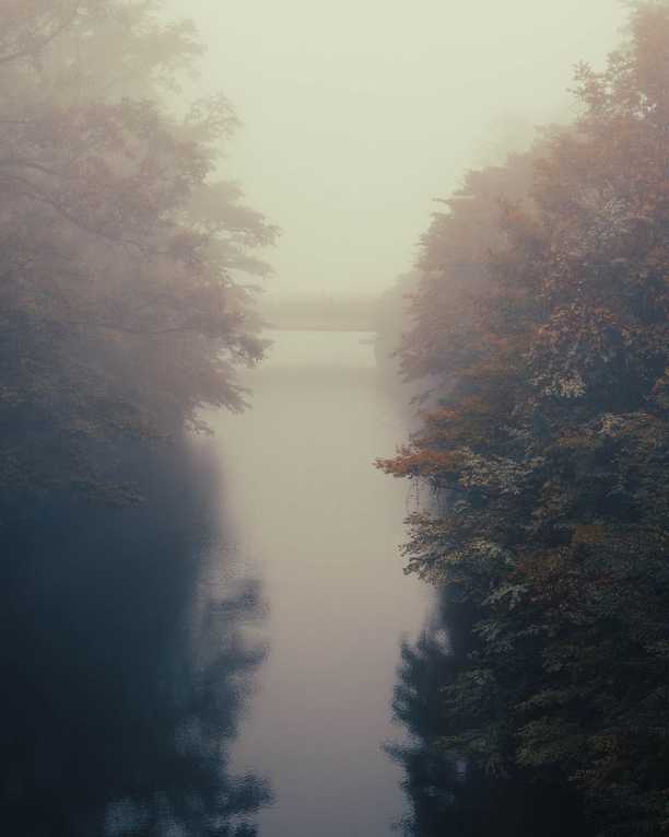 Foggy evening on Lake Chuzenji, Nikko