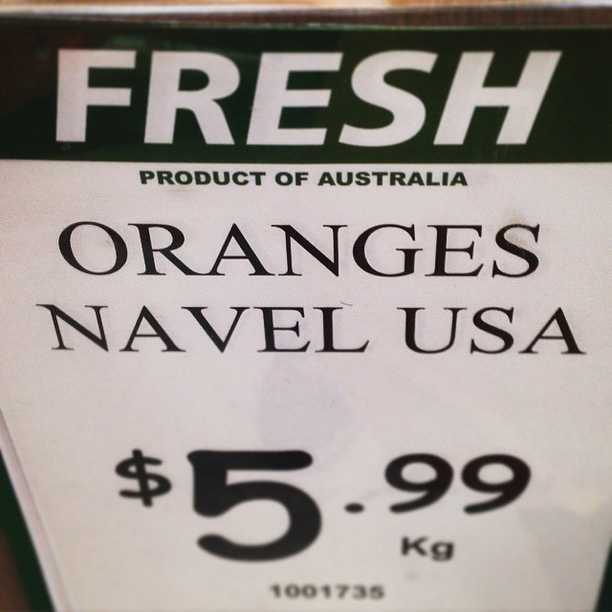 USA Oranges “Product of Australia”